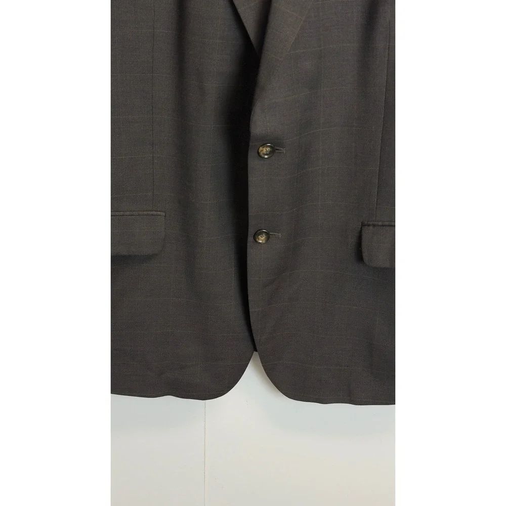Jos A Bank Mens 46R Blazer‎ 100% Wool Brown Windowpane Check Sport Coat 2 Button
